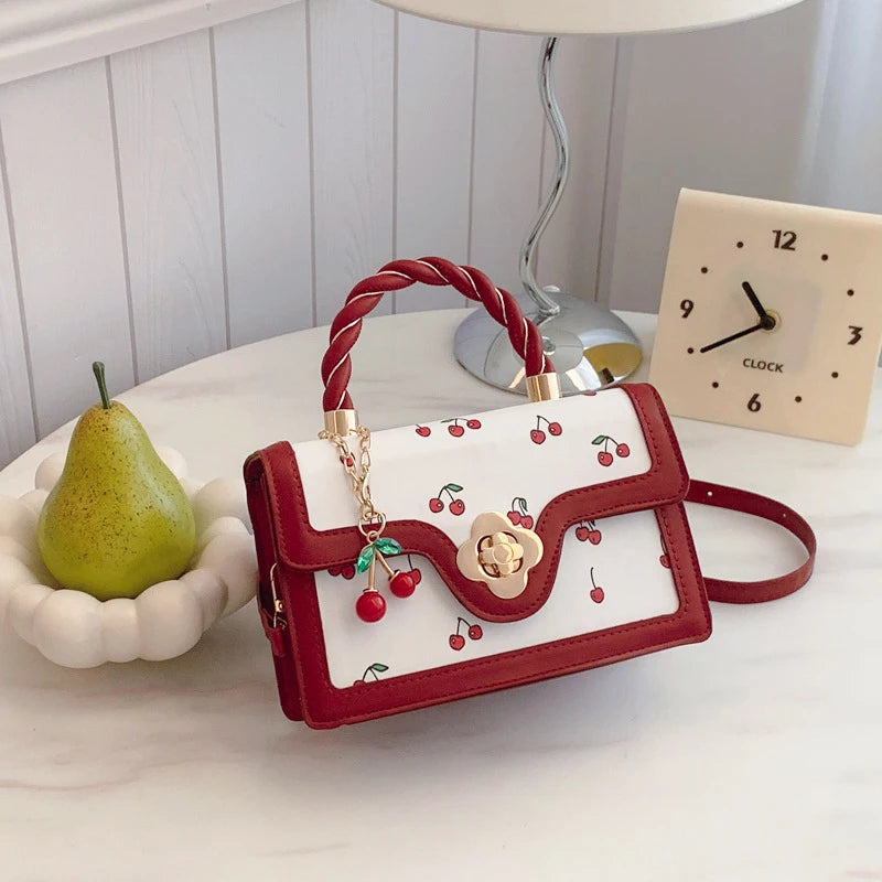 Fashion Cherry Print Top-Handle Bag