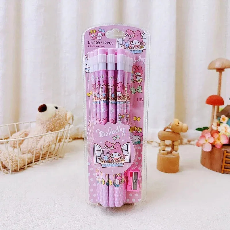 Sanrio Cinnamoroll Kuromi Cute Cartoon HB Pencils, 12 Pencils