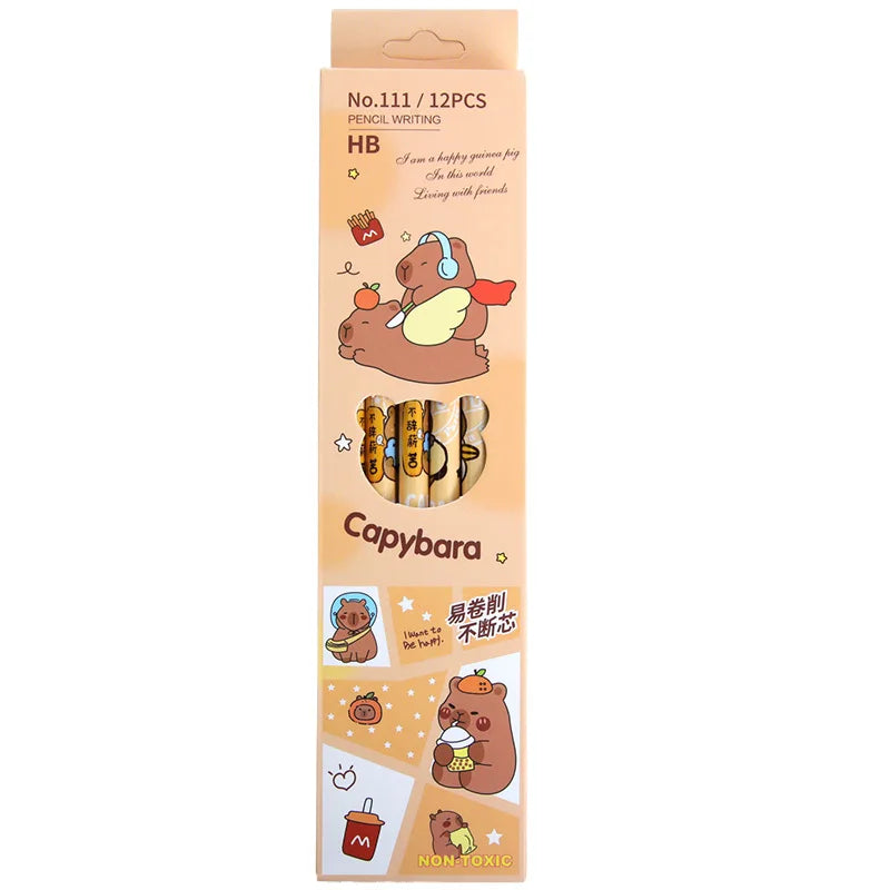 Kawaii Cartoon Capybara Pencil Pen with Rubber