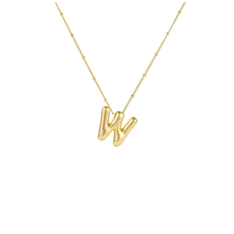 Stainless Steel Copper Chunky Alphabet Necklace