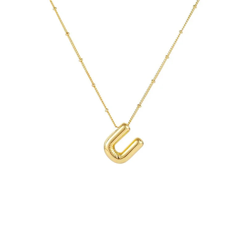 Stainless Steel Copper Chunky Alphabet Necklace