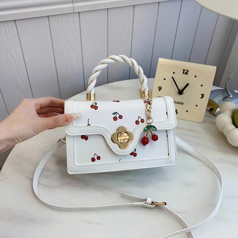 Fashion Cherry Print Top-Handle Bag