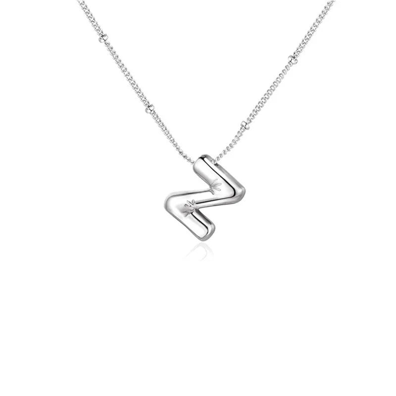 Stainless Steel Copper Chunky Alphabet Necklace