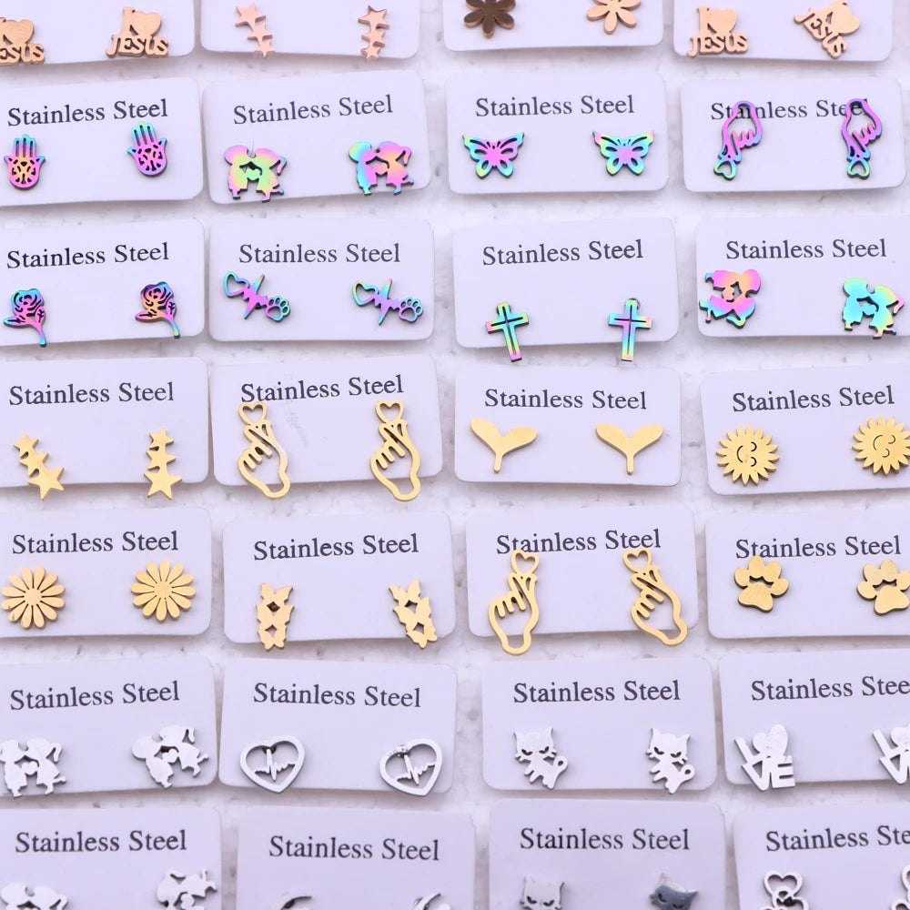 Lot Fashion Stainless Steel Jewelry Earring (10pcs)