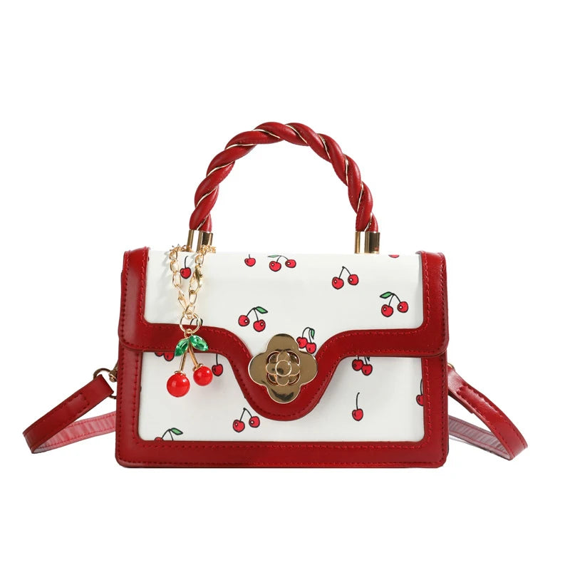 Fashion Cherry Print Top-Handle Bag