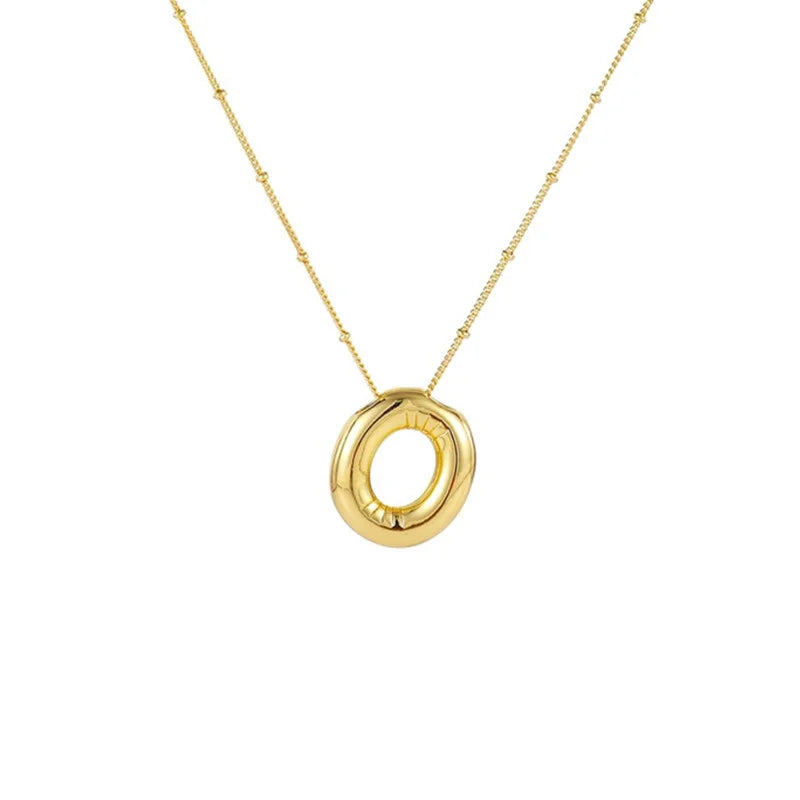 Stainless Steel Copper Chunky Alphabet Necklace
