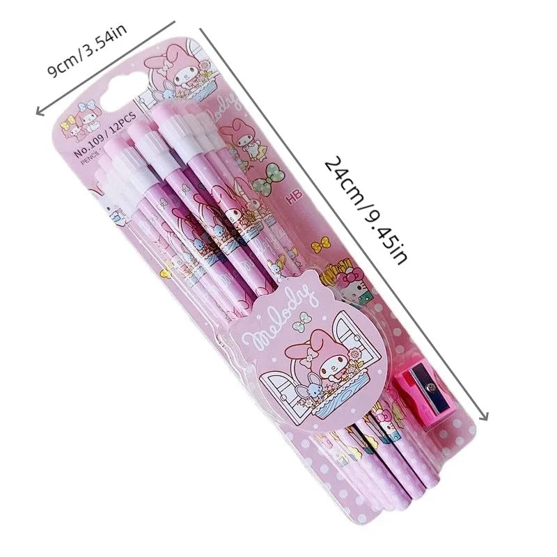 Sanrio Cinnamoroll Kuromi Cute Cartoon HB Pencils, 12 Pencils