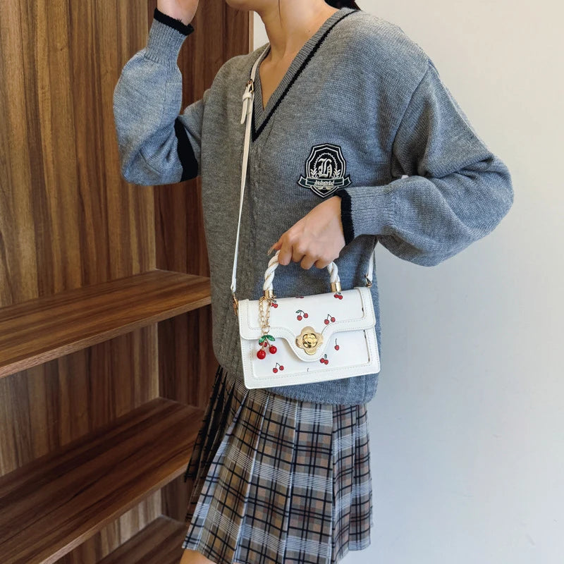 Fashion Cherry Print Top-Handle Bag