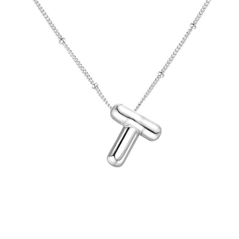 Stainless Steel Copper Chunky Alphabet Necklace