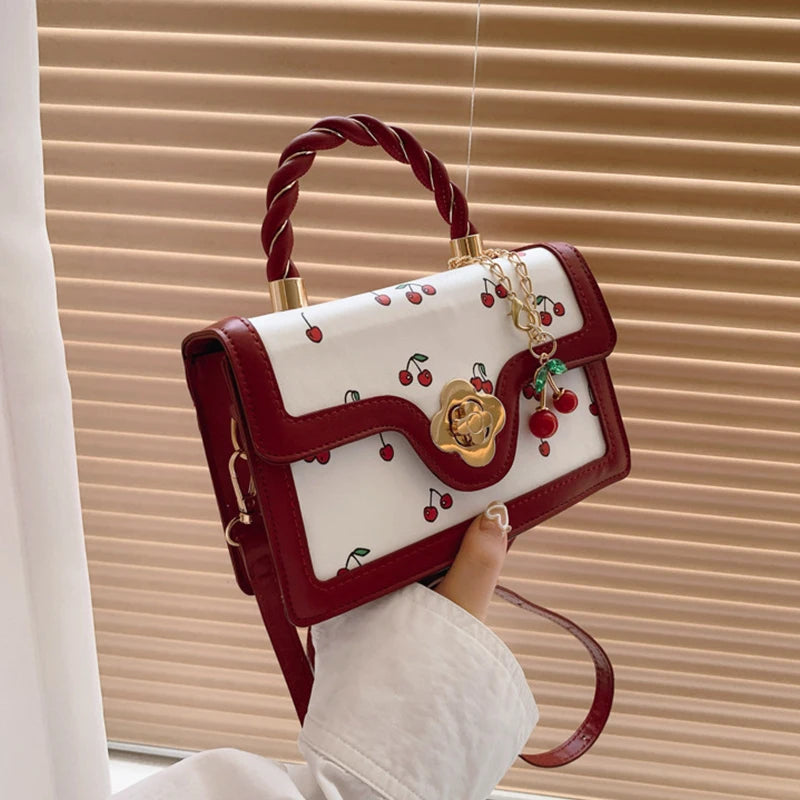 Fashion Cherry Print Top-Handle Bag