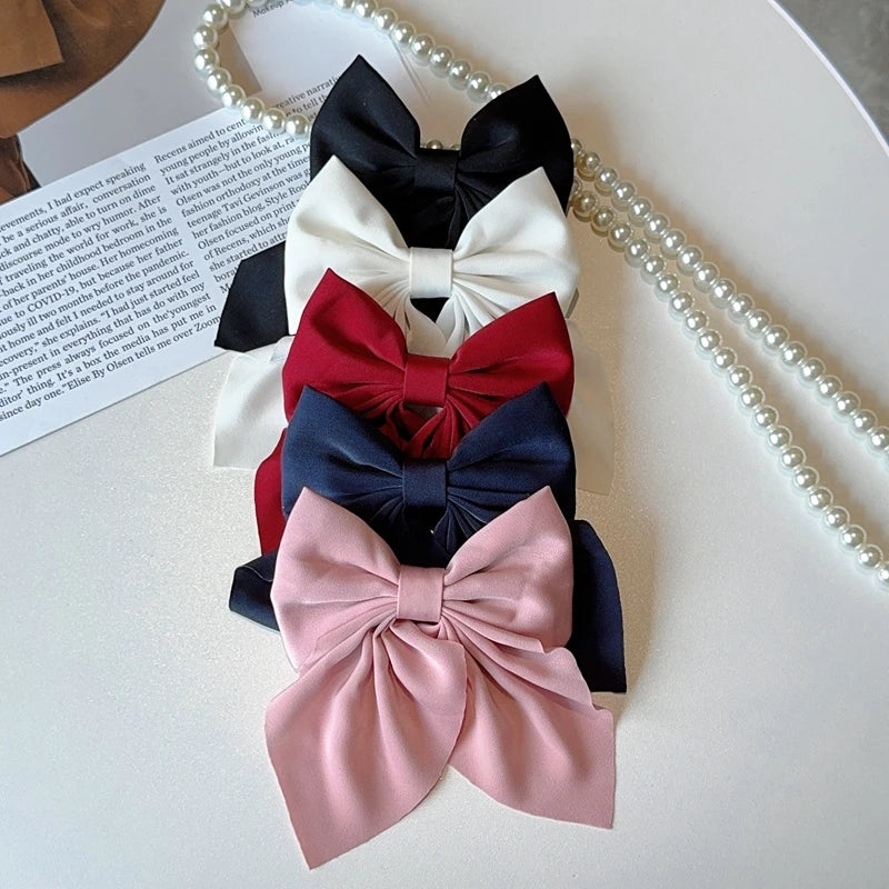 Elegant Bow Ribbon Hair Clip Fashion Simple Solid
