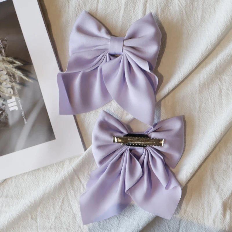 Elegant Bow Ribbon Hair Clip Fashion Simple Solid