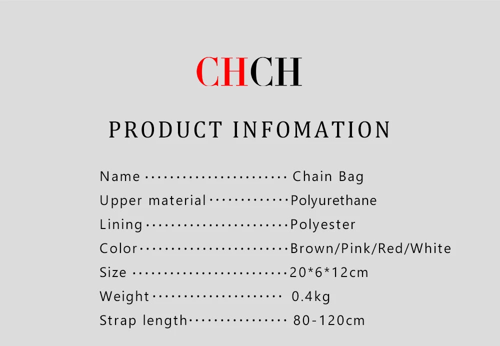 CH Exquisite Craftsmanship Women's Chain Bag Light Luxury