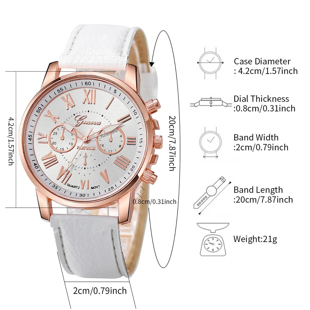 Fashion Women Watches Casual Roma Dial Mixed