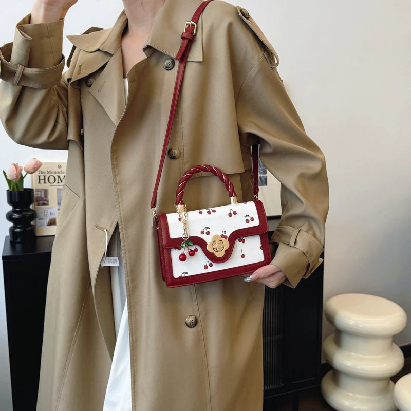 Fashion Cherry Print Top-Handle Bag