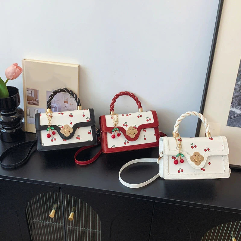 Fashion Cherry Print Top-Handle Bag