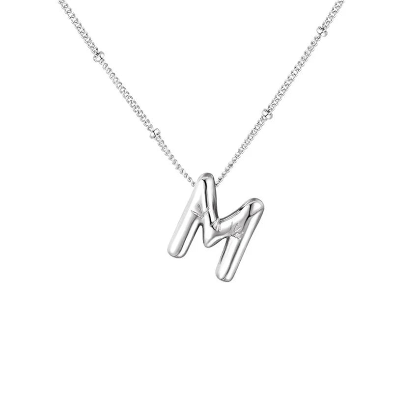 Stainless Steel Copper Chunky Alphabet Necklace