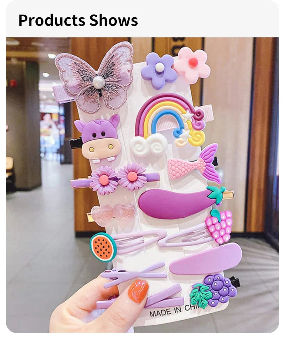 Cartoon Hair Clip Set Flower Fruit