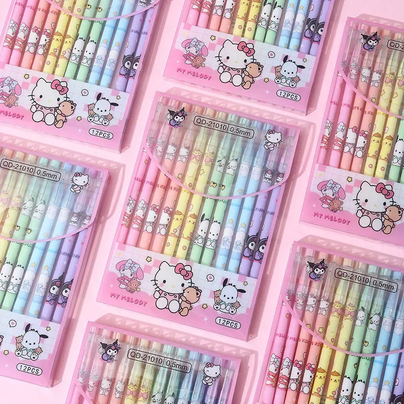 Sanrio Black Neutral Pen Hellokitty Melody Kuromi Cinnamoroll Roller Ball Pen