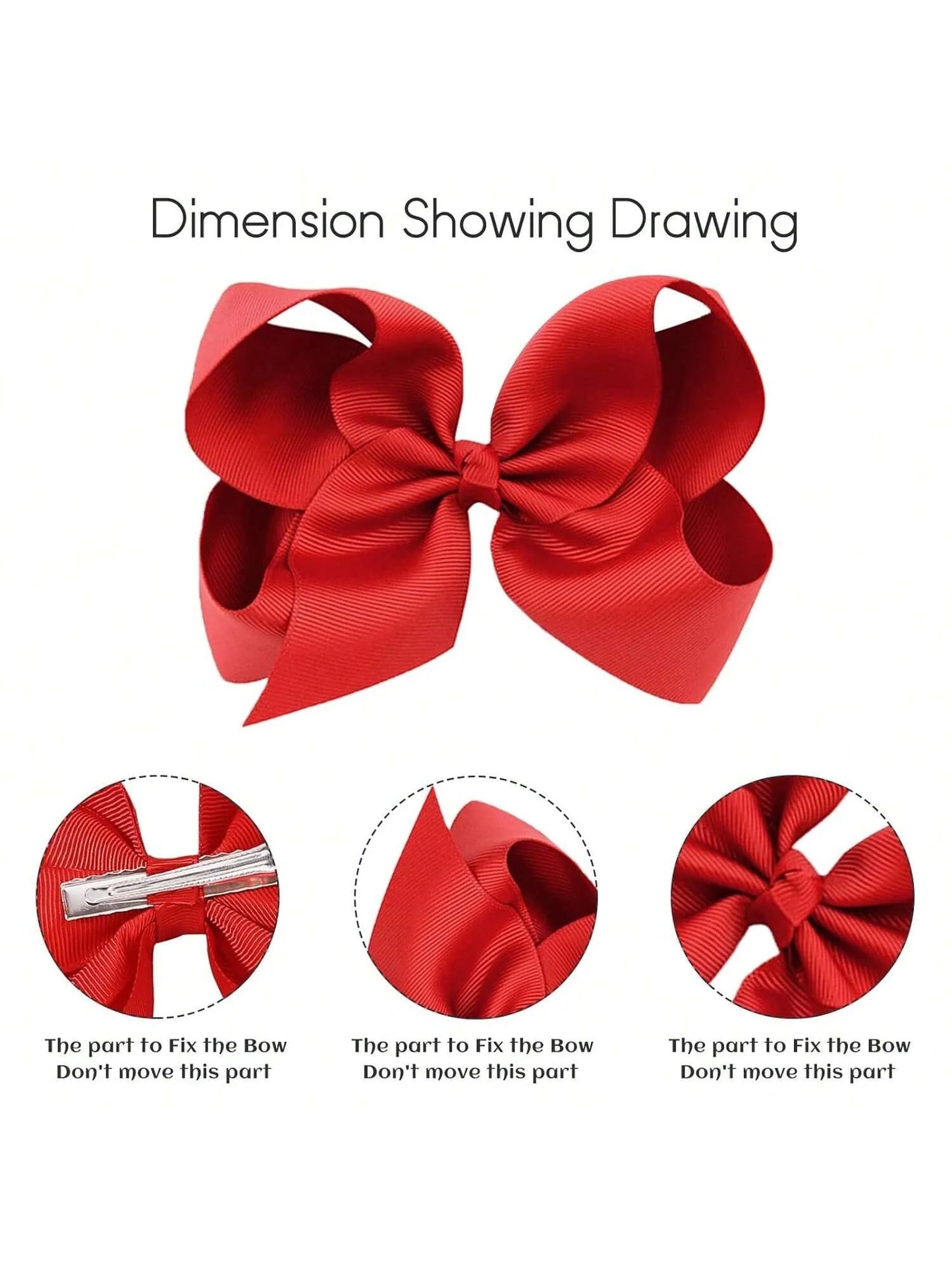 Big 6 Inch Hair Bows for Girls Grosgrain Ribbon
