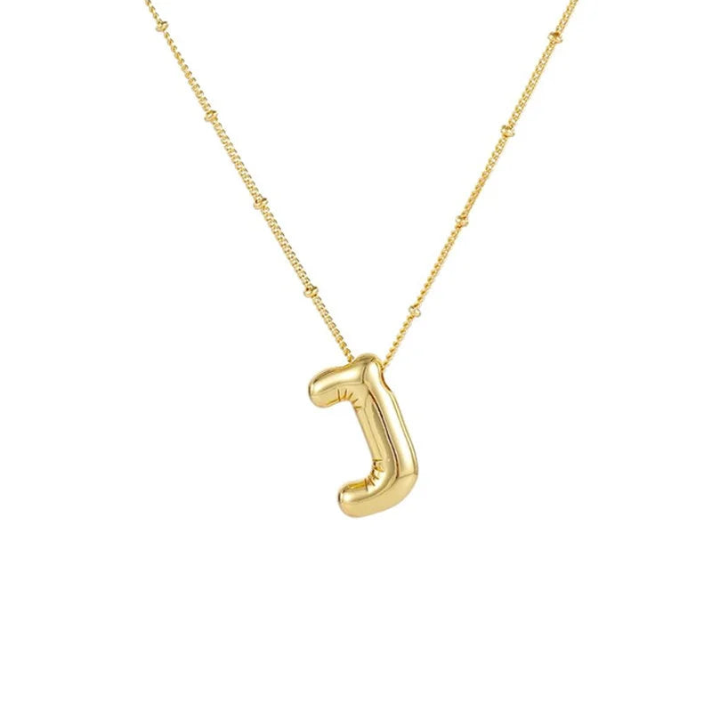 Stainless Steel Copper Chunky Alphabet Necklace
