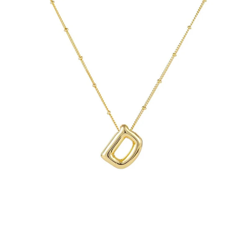 Stainless Steel Copper Chunky Alphabet Necklace
