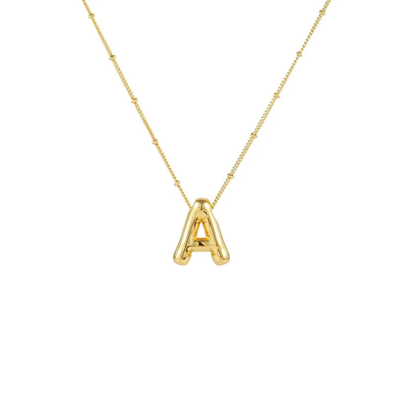 Stainless Steel Copper Chunky Alphabet Necklace
