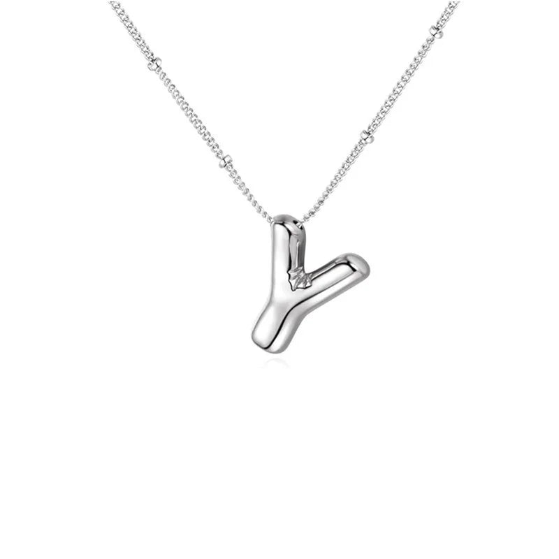 Stainless Steel Copper Chunky Alphabet Necklace