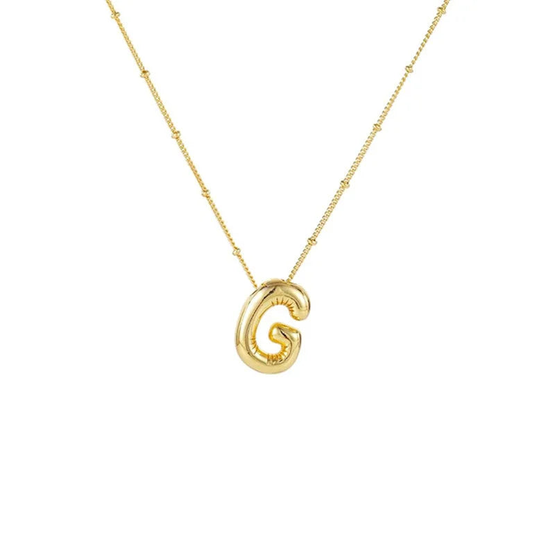 Stainless Steel Copper Chunky Alphabet Necklace