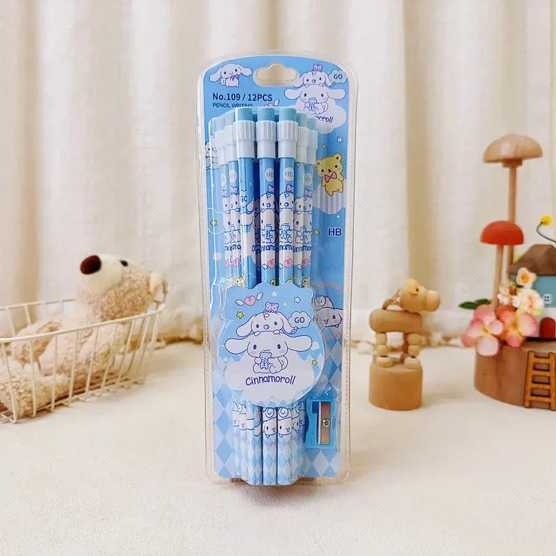 Sanrio Cinnamoroll Kuromi Cute Cartoon HB Pencils, 12 Pencils