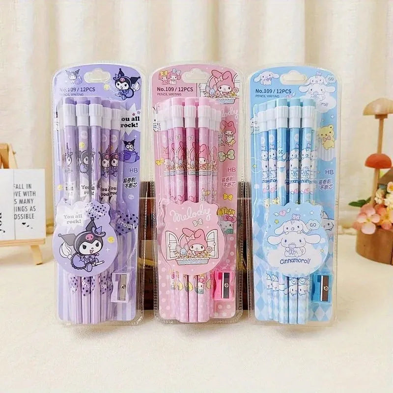Sanrio Cinnamoroll Kuromi Cute Cartoon HB Pencils, 12 Pencils