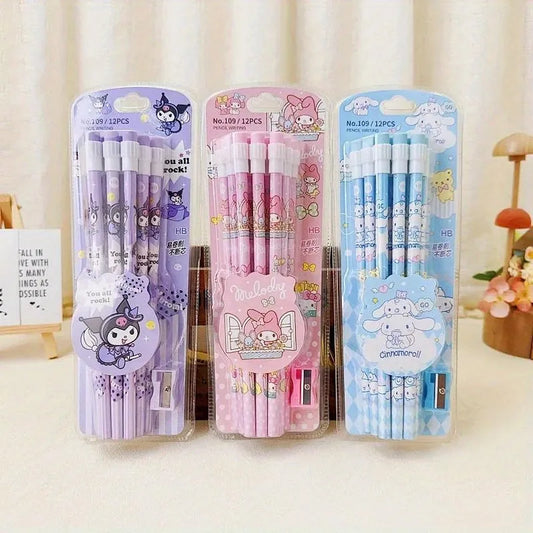 Sanrio Cinnamoroll Kuromi Cute Cartoon HB Pencils, 12 Pencils