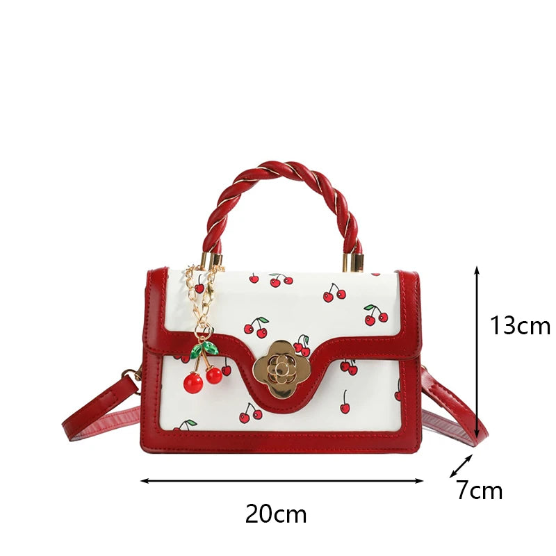 Fashion Cherry Print Top-Handle Bag