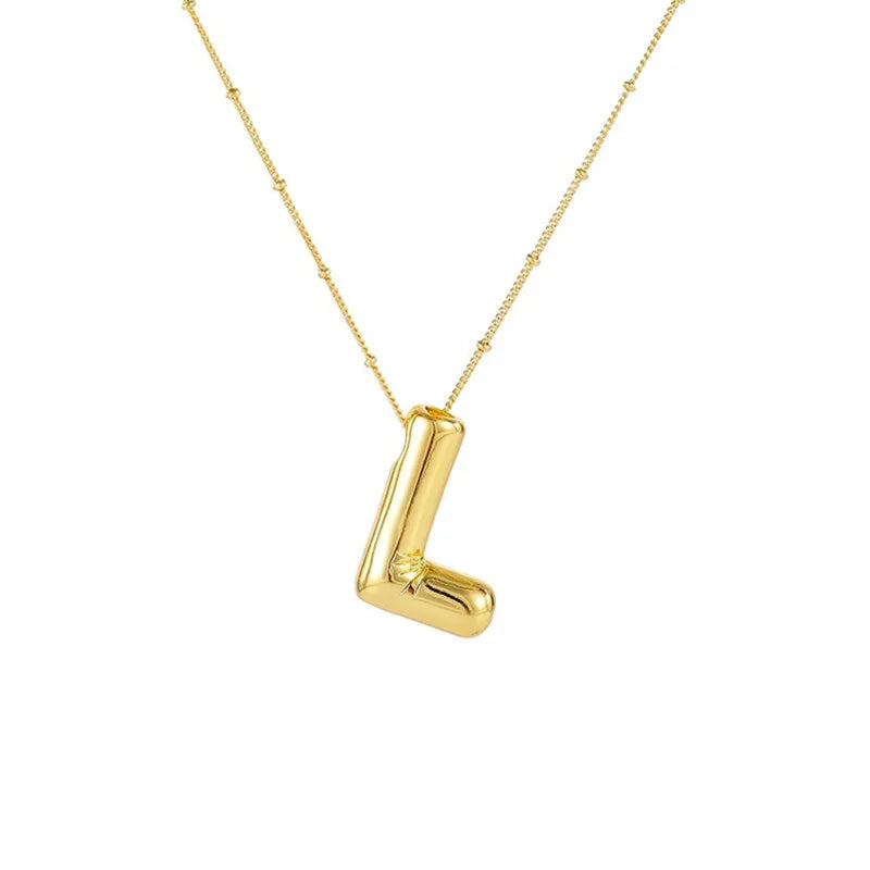 Stainless Steel Copper Chunky Alphabet Necklace