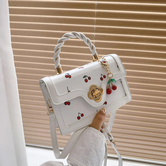Fashion Cherry Print Top-Handle Bag