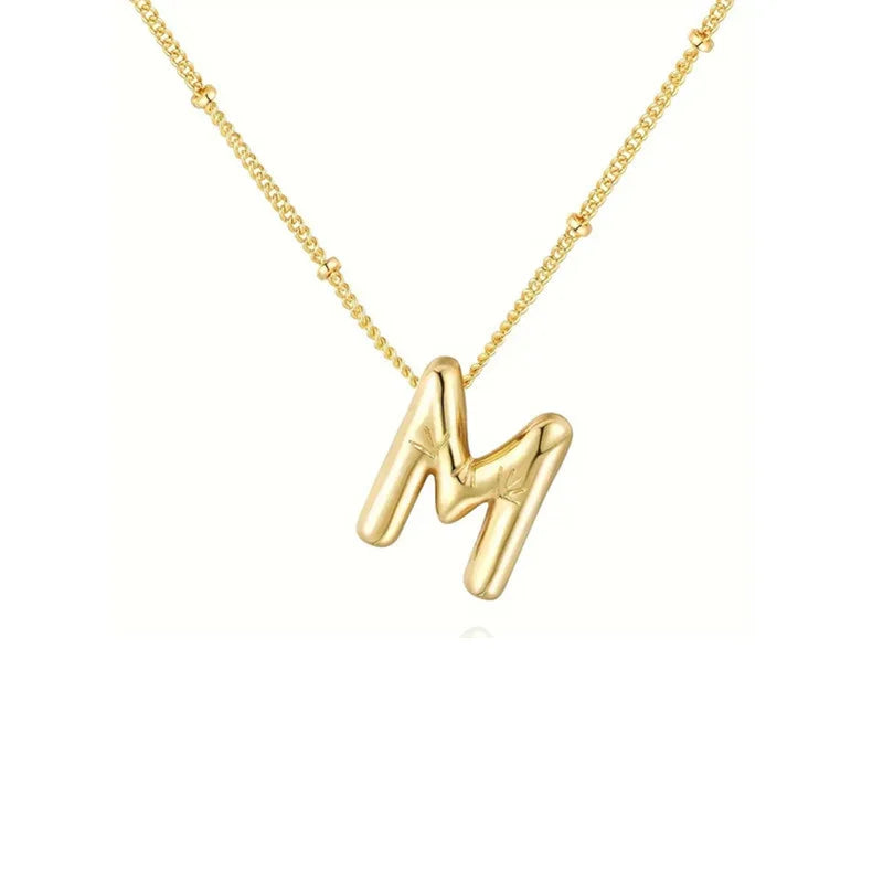 Stainless Steel Copper Chunky Alphabet Necklace