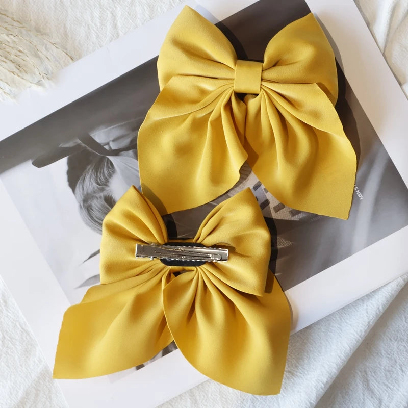 Elegant Bow Ribbon Hair Clip Fashion Simple Solid