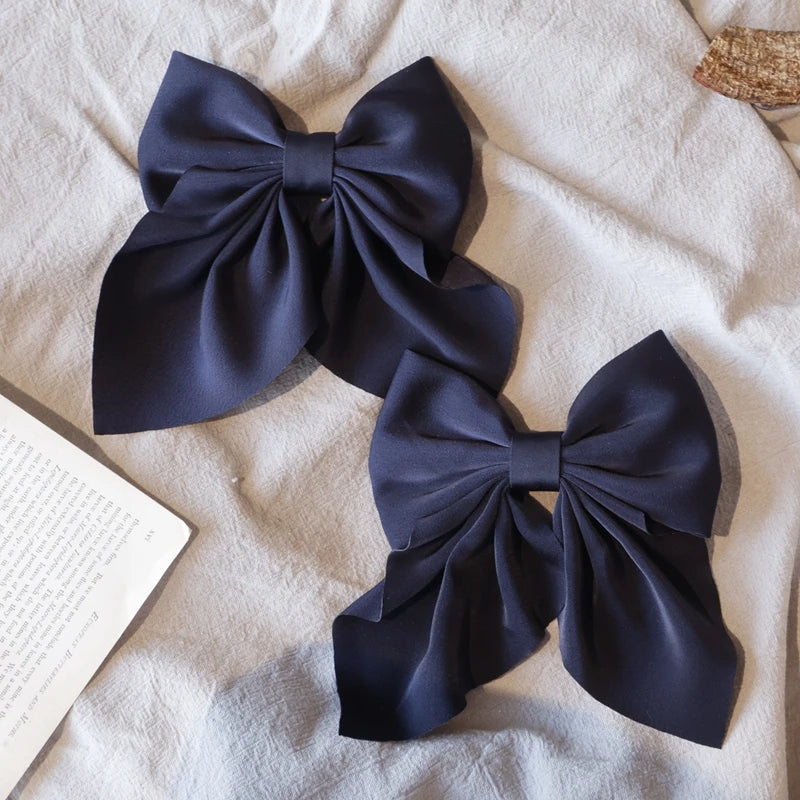 Elegant Bow Ribbon Hair Clip Fashion Simple Solid