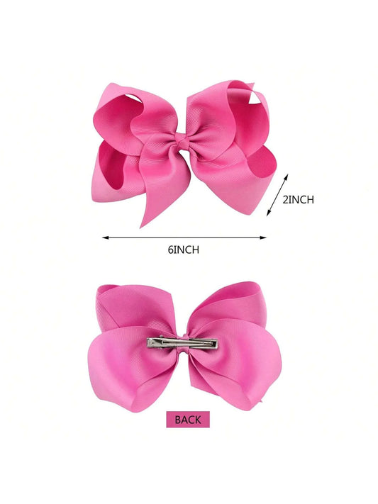 Big 6 Inch Hair Bows for Girls Grosgrain Ribbon