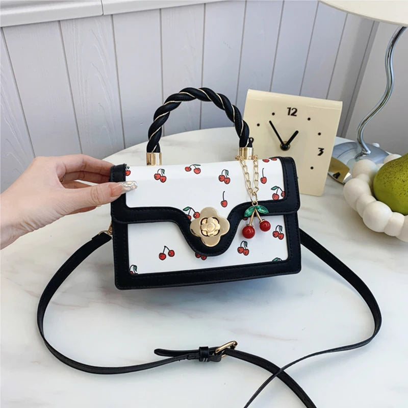 Fashion Cherry Print Top-Handle Bag