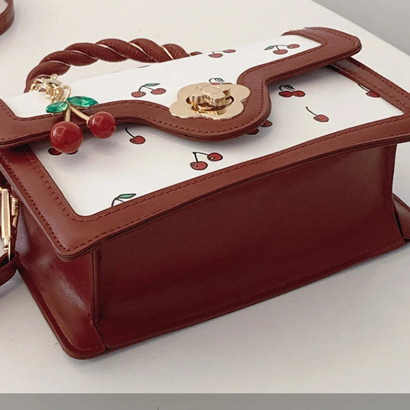 Fashion Cherry Print Top-Handle Bag