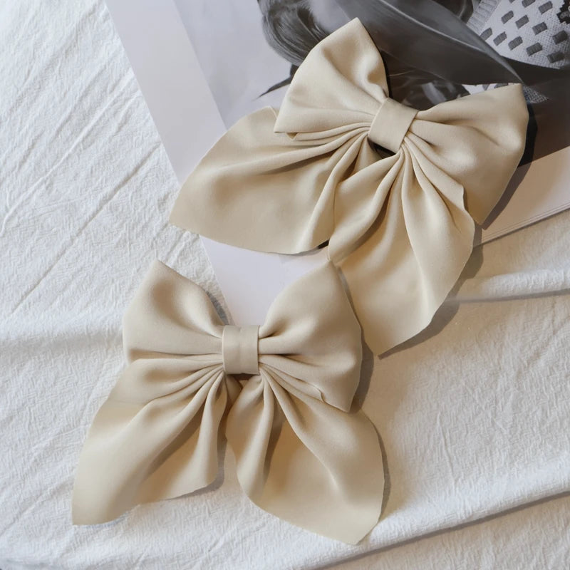 Elegant Bow Ribbon Hair Clip Fashion Simple Solid