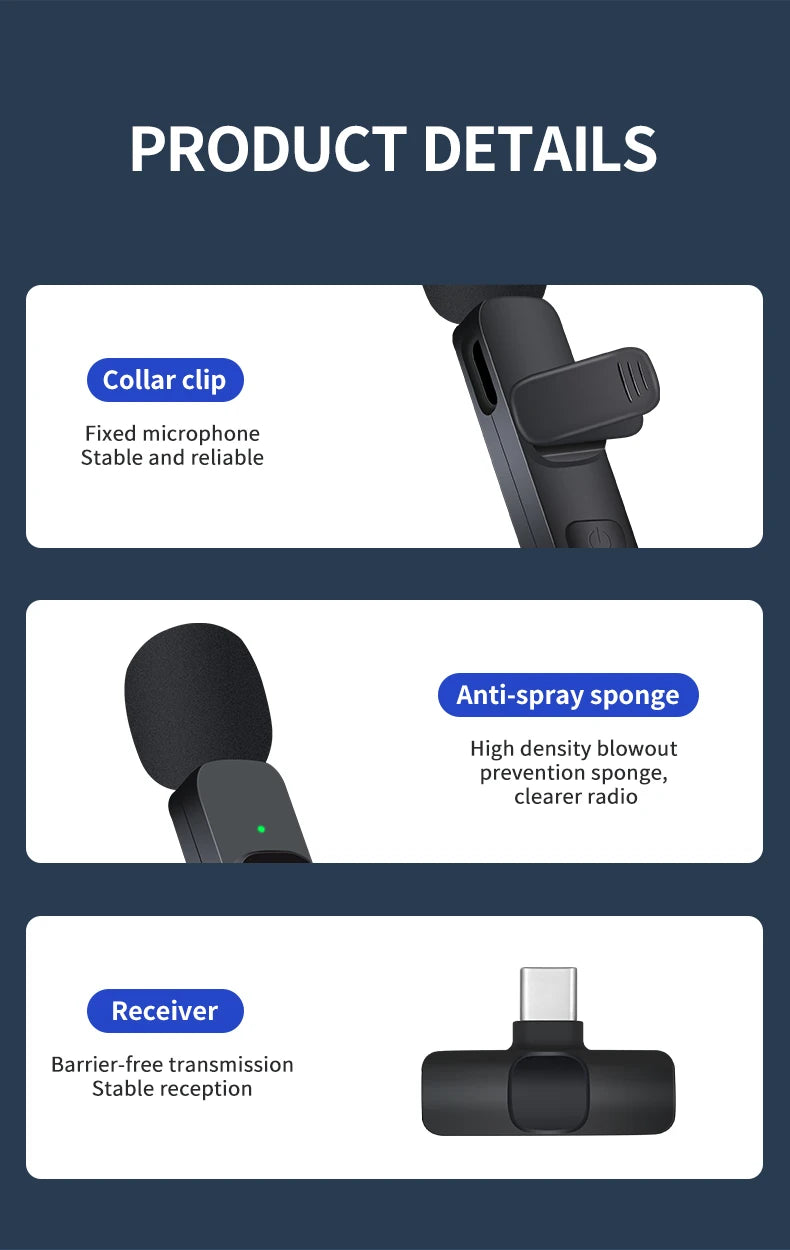 Wireless Lavalier Microphone Portable Mini