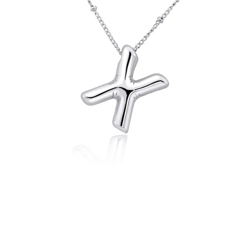 Stainless Steel Copper Chunky Alphabet Necklace