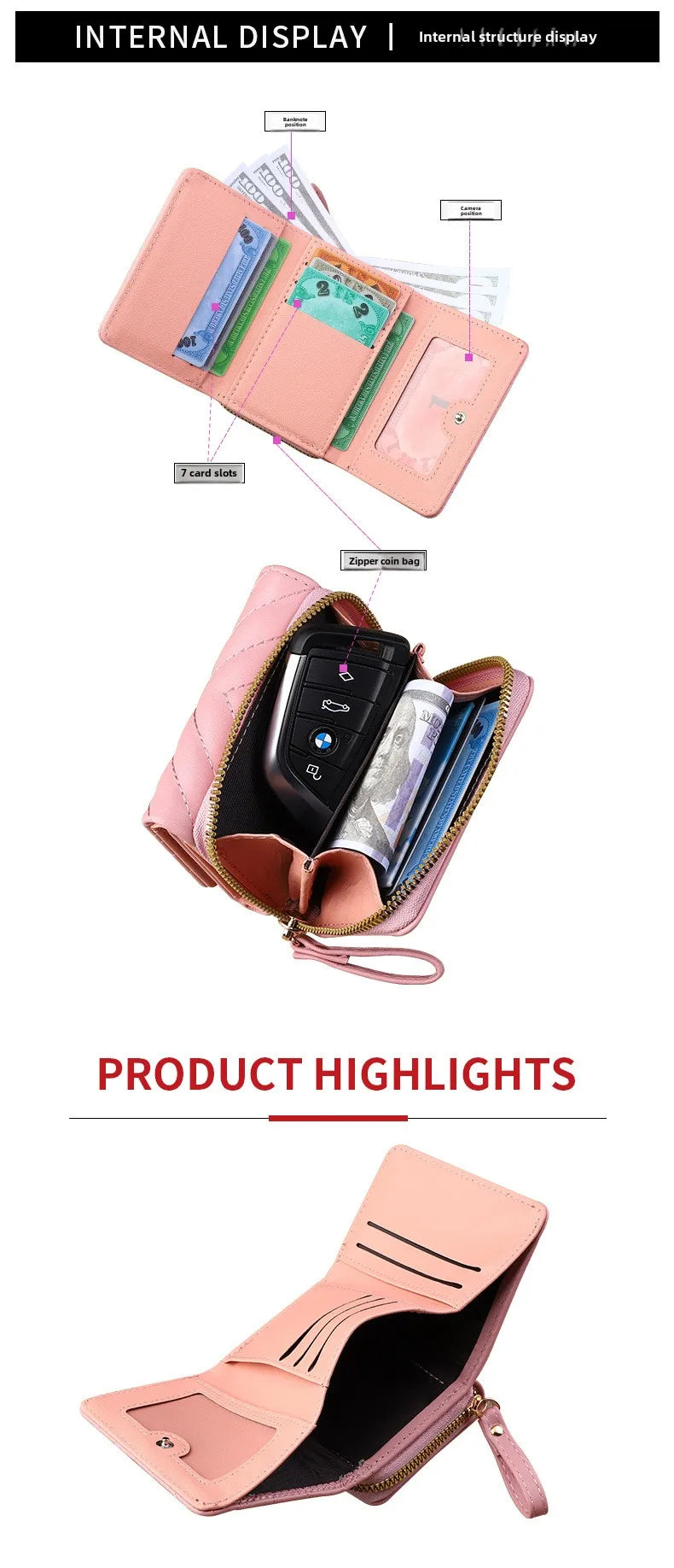 Women's wallet, fashionable and simple multi slot